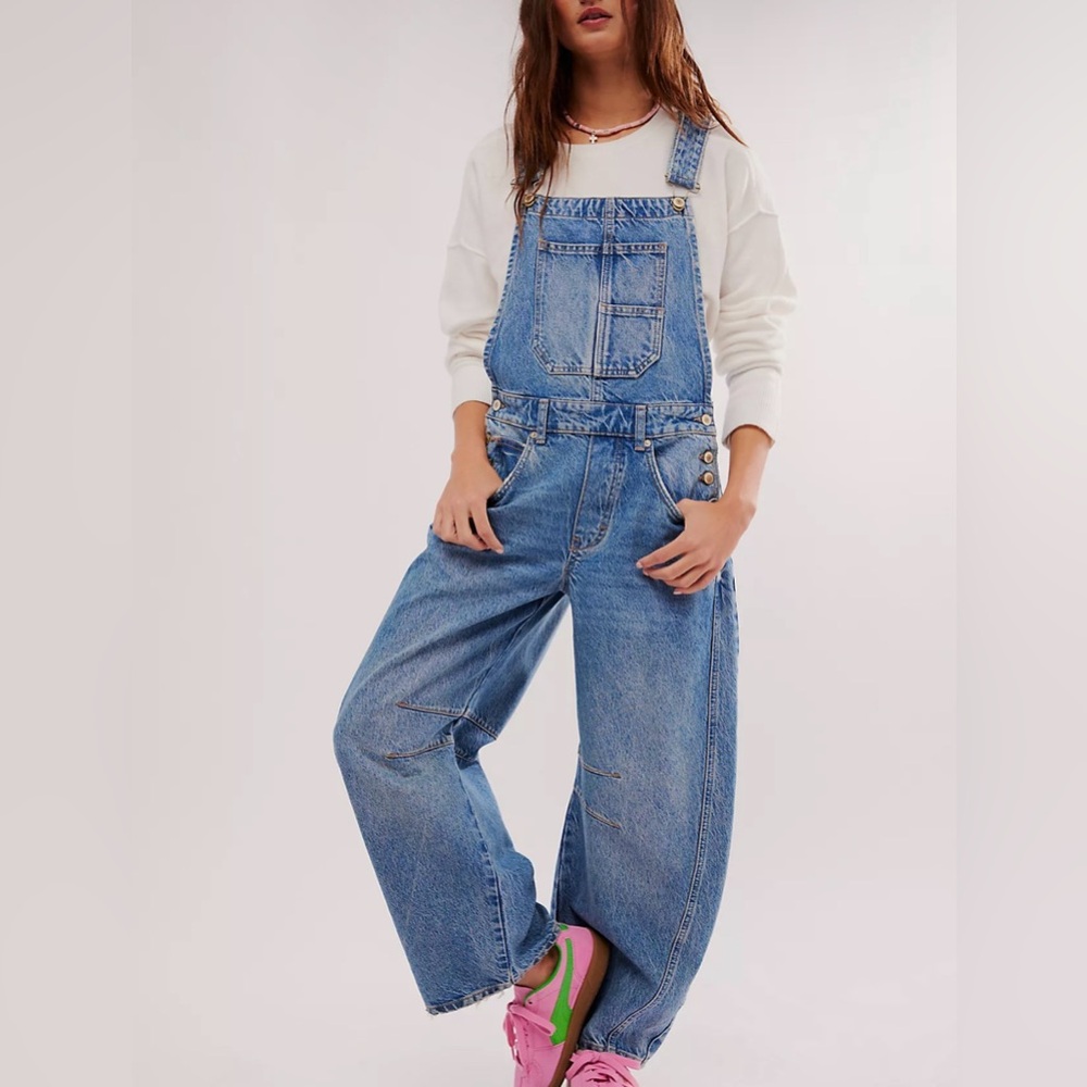 Free People Barrel Jean Overalls